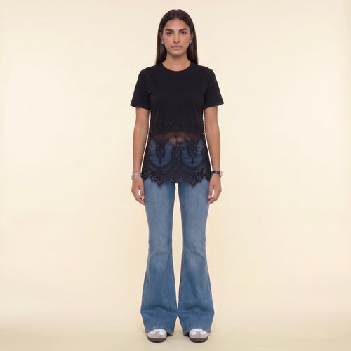 3-The Belle Lace Tee- Black