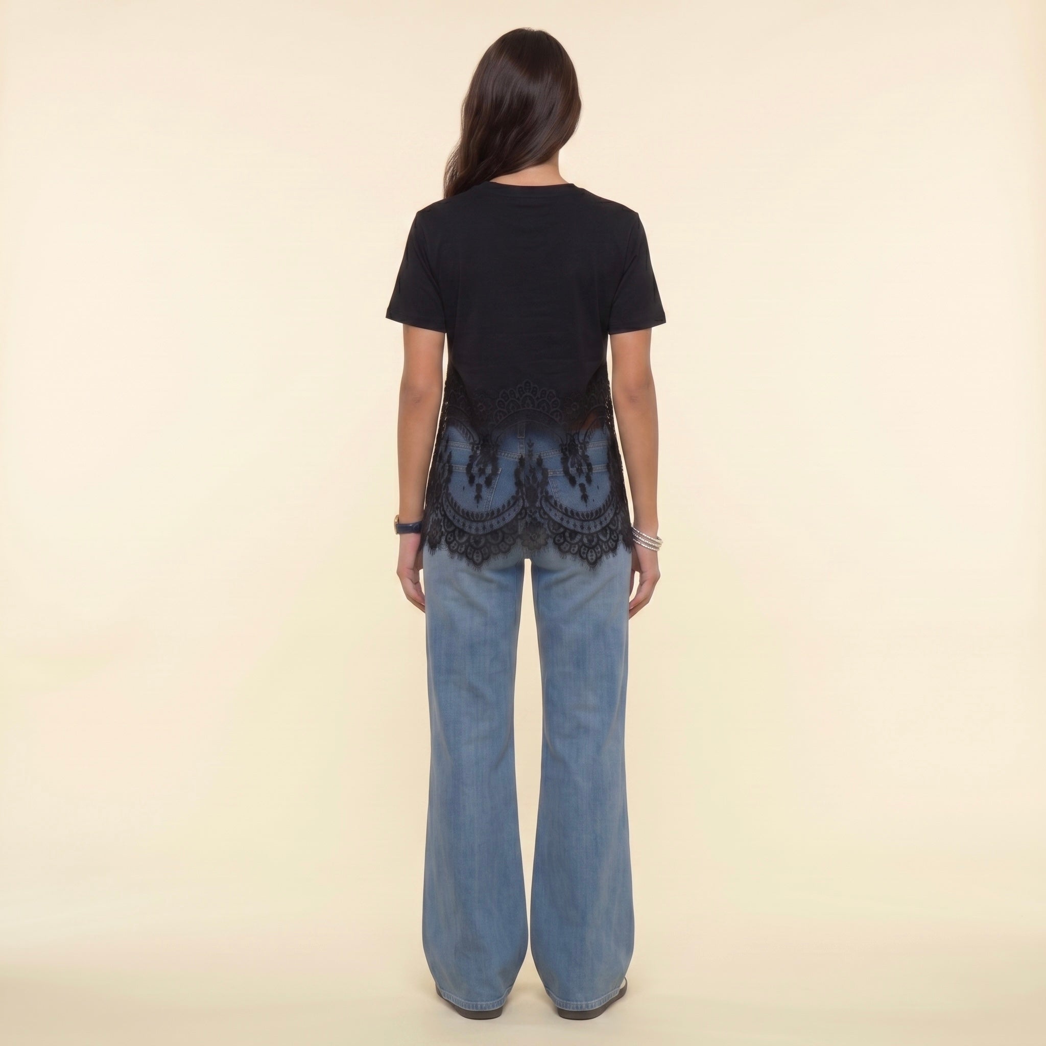 3-The Belle Lace Tee- Black